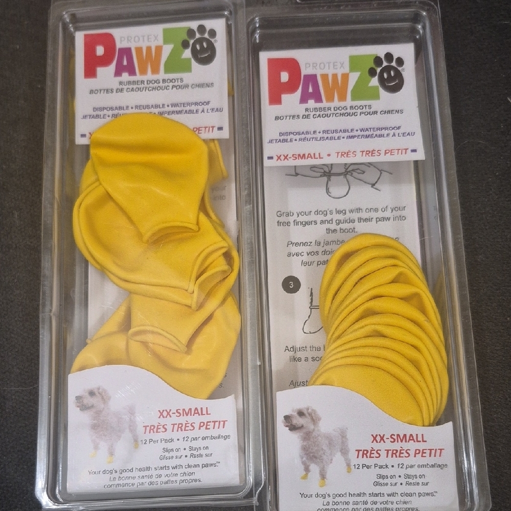 Yellow Rubber Dog Boots - XX-Small